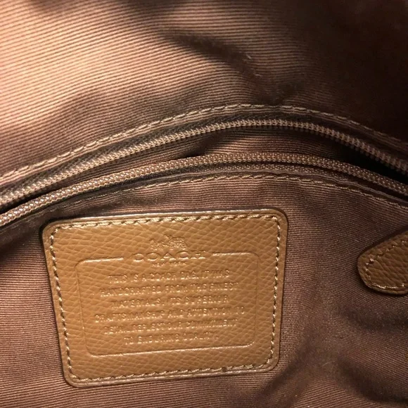 Coach Hobo Bag Coated Canvas Signature C Leather Tan Brown - Picture 9 of 10